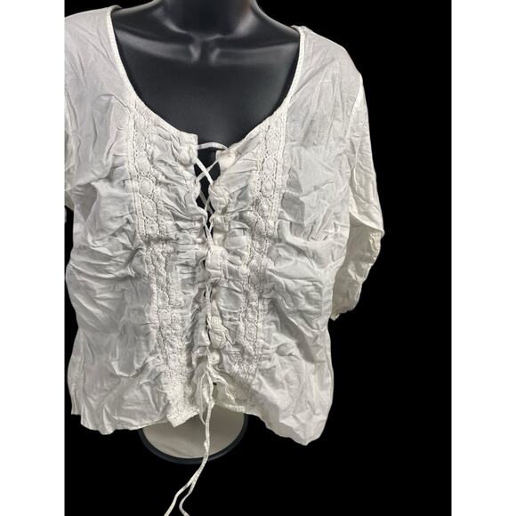 Venezia Lane Bryant Corset Top Blouse Lace Up 18W Renaissance Milkmaid Coquette - Picture 2 of 8